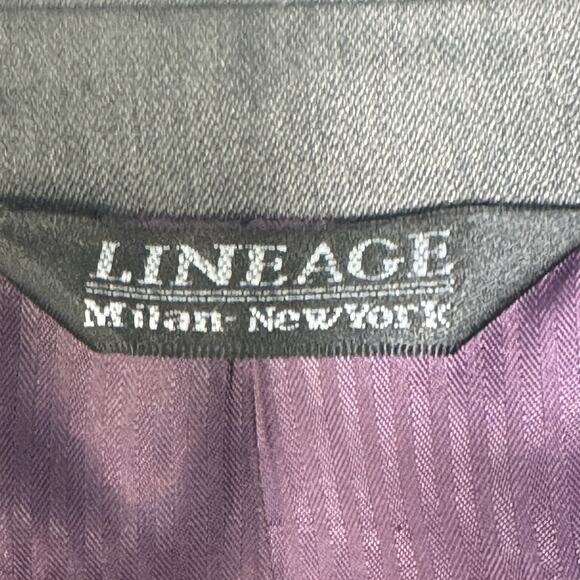 Lineage Men 2 Piece Gray Suit 46R Blazer Jacket Pants 40W Poly Rayon Purple Line - Picture 10 of 16